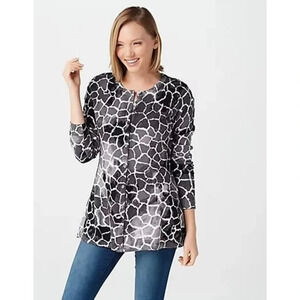 NWT Isaac Mizrahi LIVE Women's Giraffe Cardigan Sweater Size Small